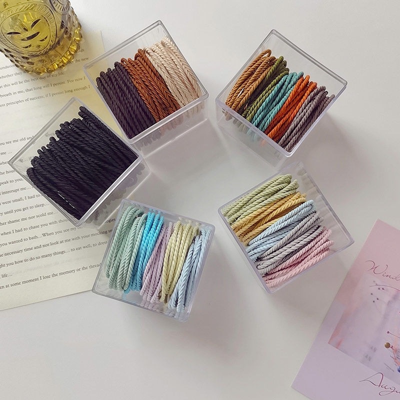 Set 50 Dây Cột Tóc Co Giãn Nhiều Màu Sắc Cho Nữ