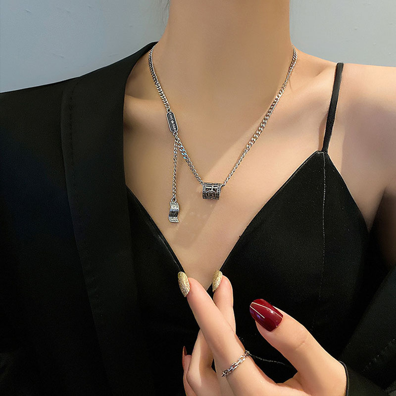 Dây Chuyền Mặt Hình Trụ Bằng Thép Không Gỉ Phong Cách Hàn Quốc Độc Đáo