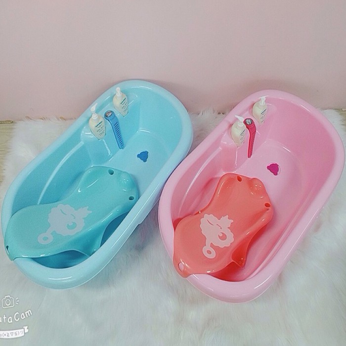 Chậu tắm em bé đa năng Royalcare kèm nhiệt kế xanh/hồng cho bé