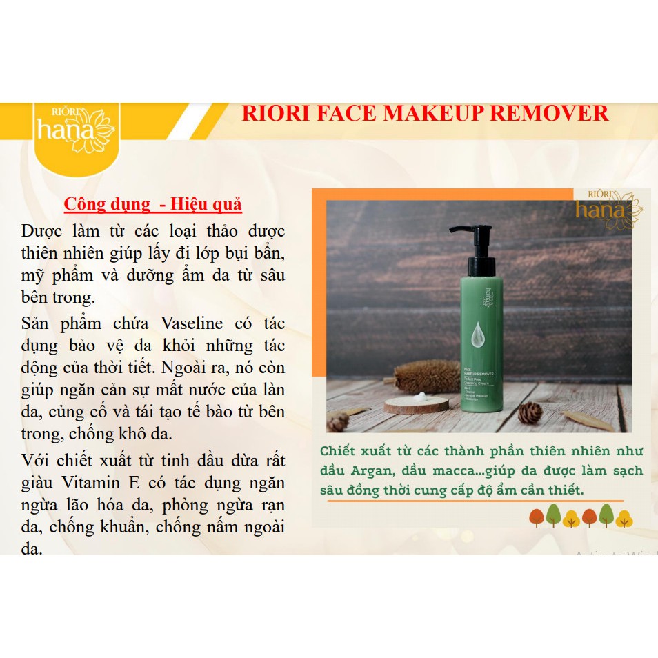 Tẩy Trang Mặt RIORI Face Makeup Remover