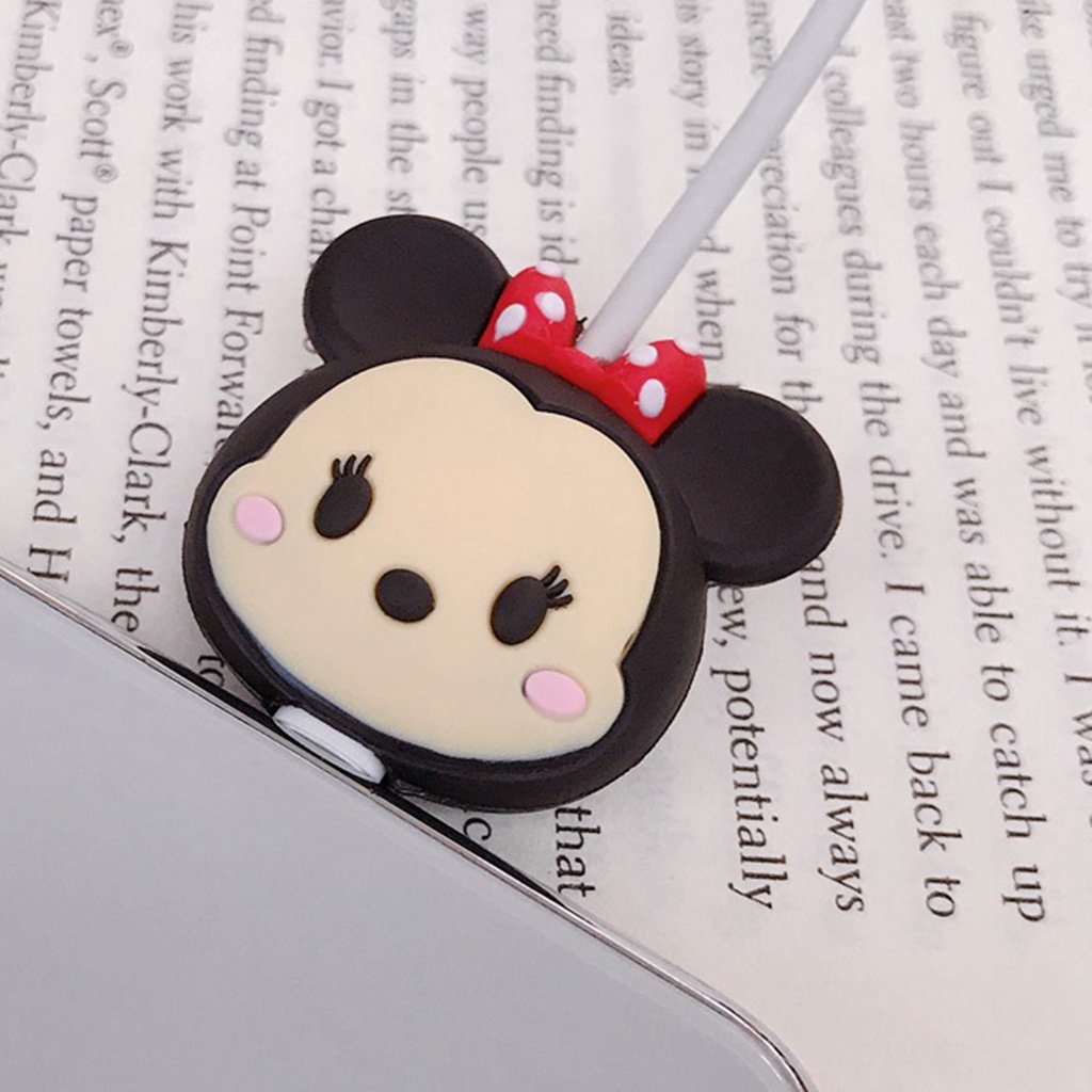 1 Vỏ Bọc Bảo Vệ Dây Cáp Sạc USB iPhone Bằng Silicon Mềm Hình Hoạt Hình Dễ Thương