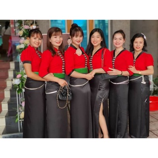Áo Cóm cổ tim . lụa đỏ