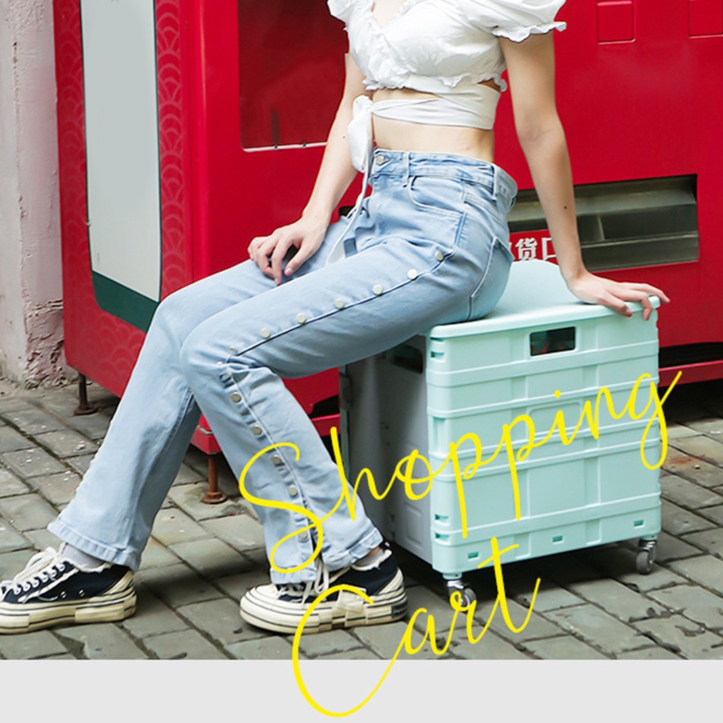 Xe đẩy tiện ích có thể gập lại có tay cầm và bánh đa năng