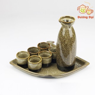 Bộ Sake gốm sứ men hỏa biến Gốm Sứ Bát Tràng Đương Đại cao cấp-300ml