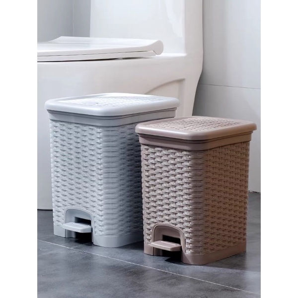 Thùng Rác Nhựa Giả Mây Gia Đình, Thùng Đựng Rác Văn Phòng Cam Homeware