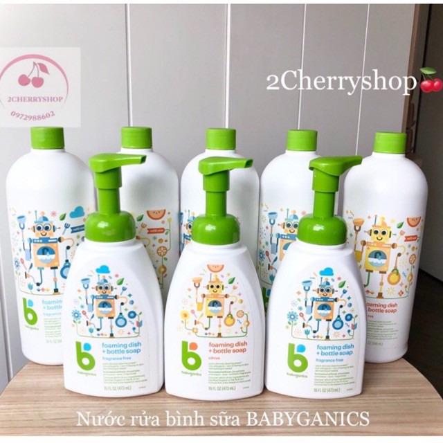 Nước rửa bình sữa Babyganics 473ml &amp; 946ml