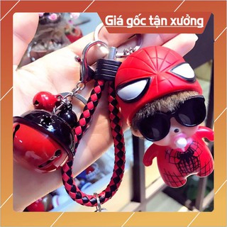 móc khóa monchichi superman dây chuông đỏ đen