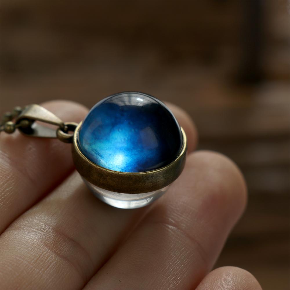 Vòng cổ Hai Mặt Họa Tiết Thiên Hà Hệ Mặt Trời Thời Trang