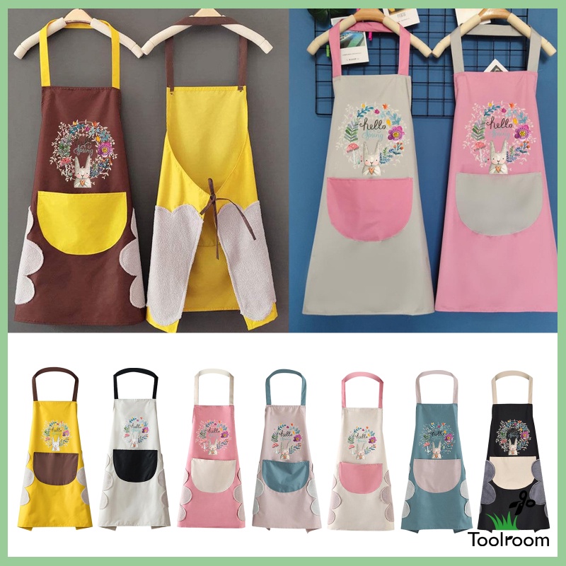 Tạp Dề Nấu Ăn Có Túi Và Khăn Lau Tay Màu Hồng Nhạt Dành Cho Nữ