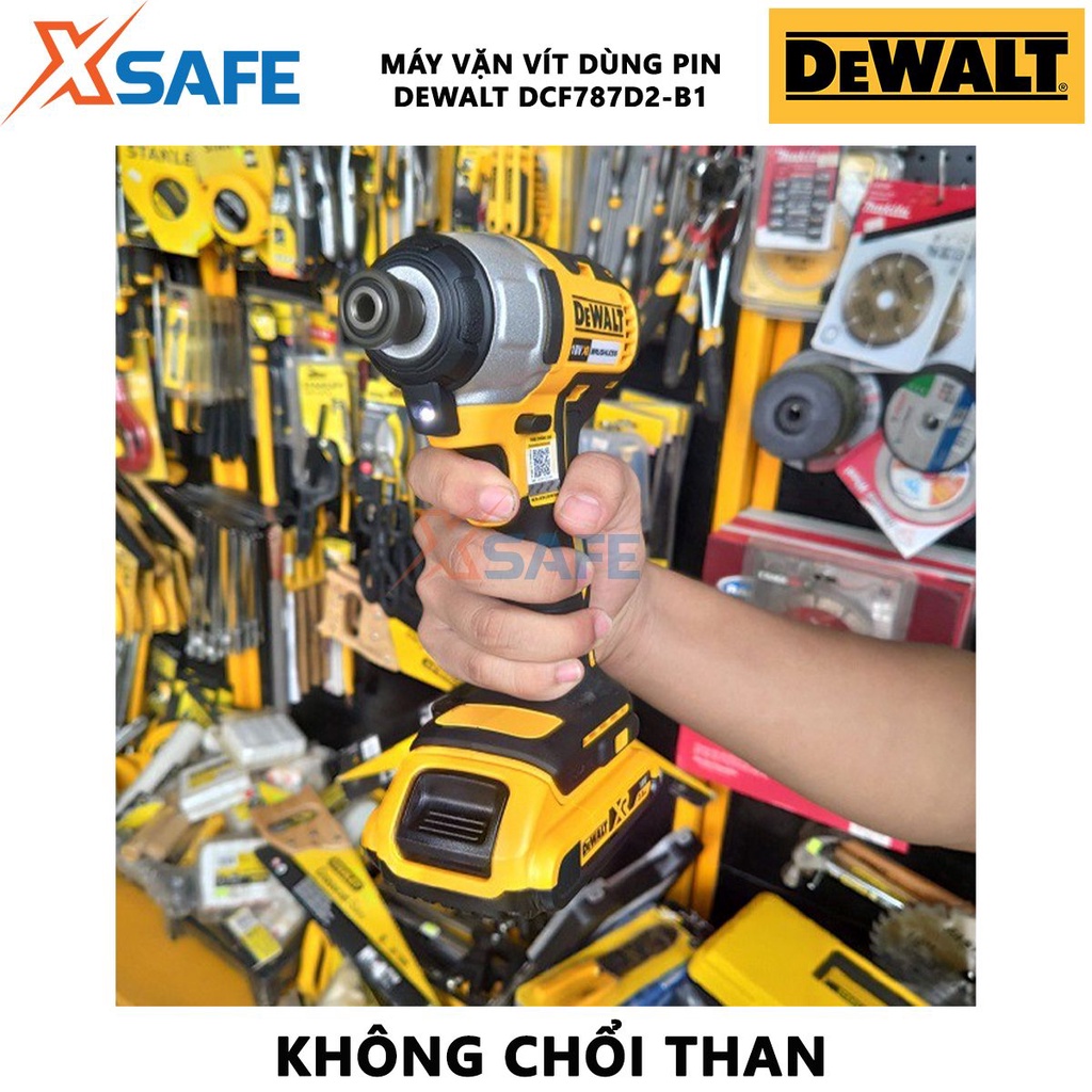 Máy siết vít dùng pin DEWALT DCF787D2-B1 Máy vặn vít động lực kèm 2 pin Li-Ion 18V, tốc độ không tải 2,800 vòng/phút