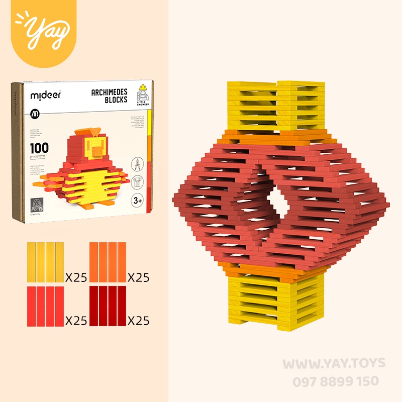 Xếp Hình Khối Gỗ City Blocks 100 thanh gỗ Màu Sắc Mideer An Toàn Cho Bé 2+ (3 Chủ Đề)