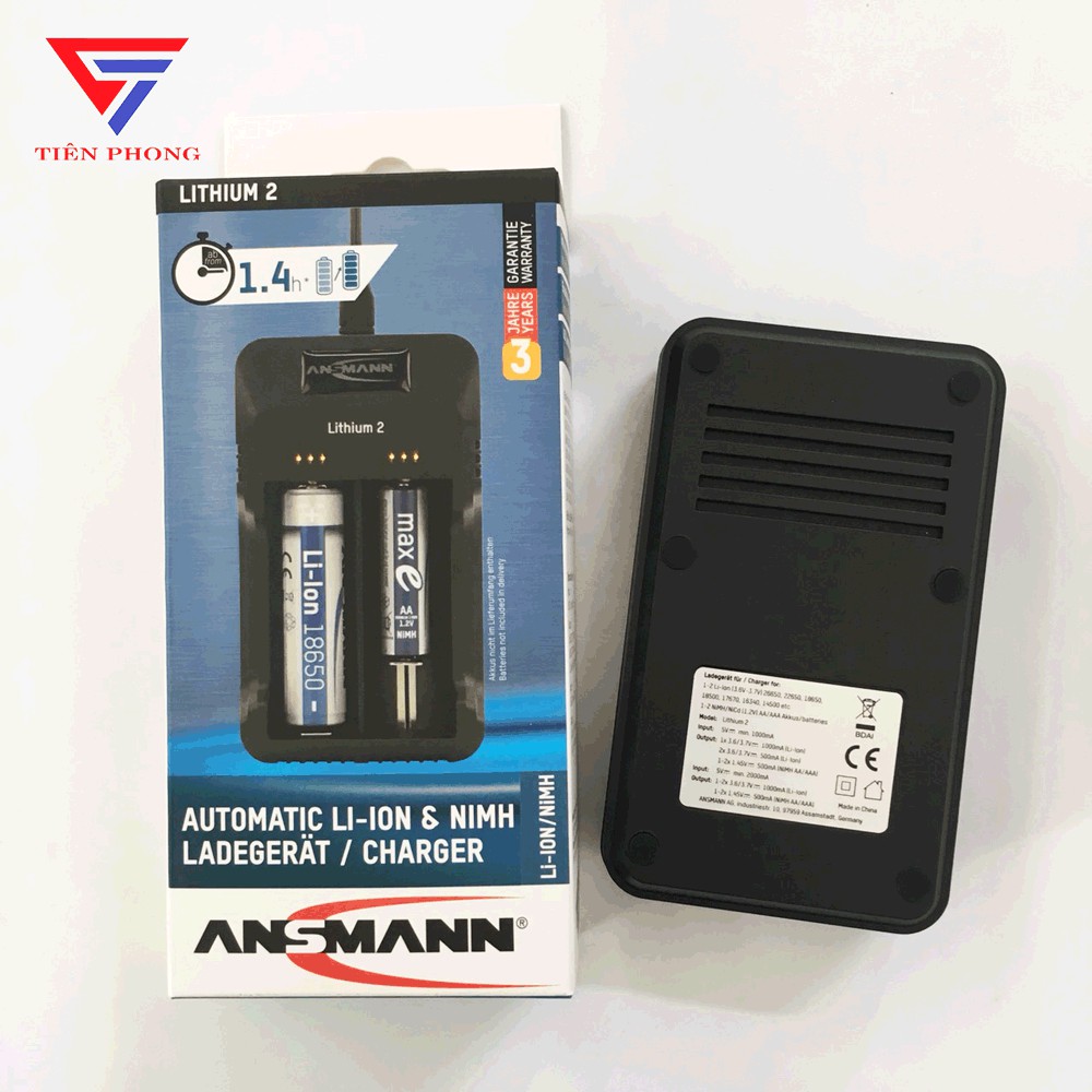Bộ Máy Sạc 2 pin đa năng Ansmann Lithium 2 Chính Hãng - Sạc nhanh, chất lượng cao