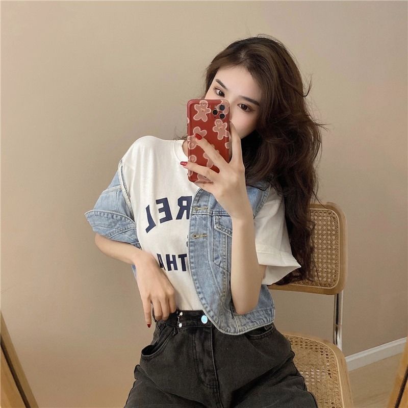 Áo Khoác Denim Không Tay Thiết Kế Mới Thời Trang Mùa Xuân Hè Theo Phong Cách Hàn Quốc Cho Nữ