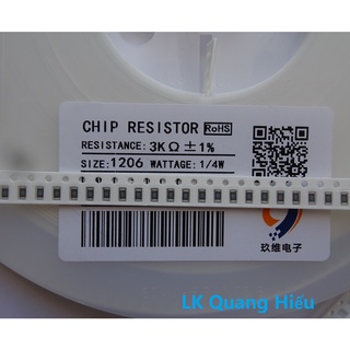 Điện trở dán 3K ohm SMD 1206 1% 1/4W (gói 100 con)