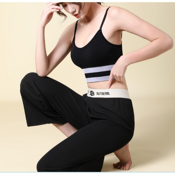 ÁO BRA GÂN TẬP GYM, YOGA DÁNG CROPTOP PHỐI 2 SỌC KHÔNG GỌNG