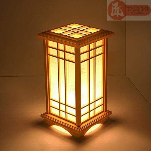Đèn gỗ để bàn, đèn gỗ Nhật Bản, đèn decor, đèn gỗ tự nhiên và Shoji Nhập khẩu Nhật Bản, kt: 40 x 25 x 25 cm,