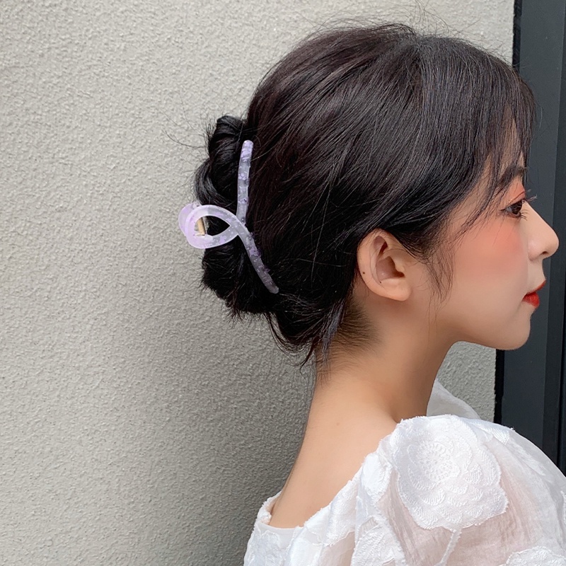 Kẹp tóc acrylic nhiều màu sắc thiết kế đơn giản phong cách Hàn Quốc