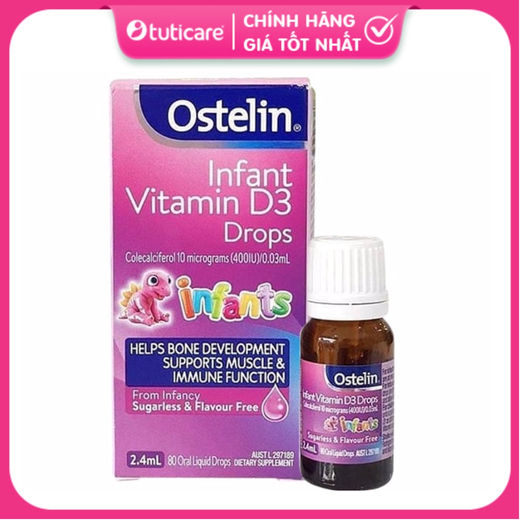 Siro bổ sung Vitamin D3 cho trẻ Ostelin Infant Vitamin D3 Kids Liquid 2,4ml cho trẻ sơ sinh ❣️𝑻𝑼𝑻𝑰𝑪𝑨𝑹𝑬❣️