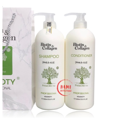 Cặp Dầu Gội Xả Biotin Collagen Trắng.Giảm Rụng Tóc,Phục Hồi Tóc Khô Xơ, Hư Tổn, Kích Thích Mọc Tóc