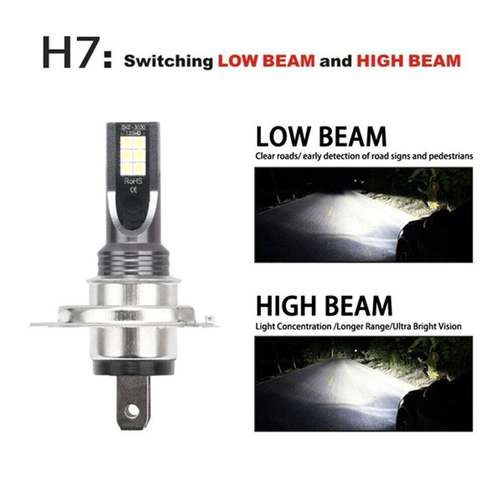 Set 2 Bóng Đèn LED H7 6000K 24000LM Chống Thấm Nước Dành Cho Ô Tô
