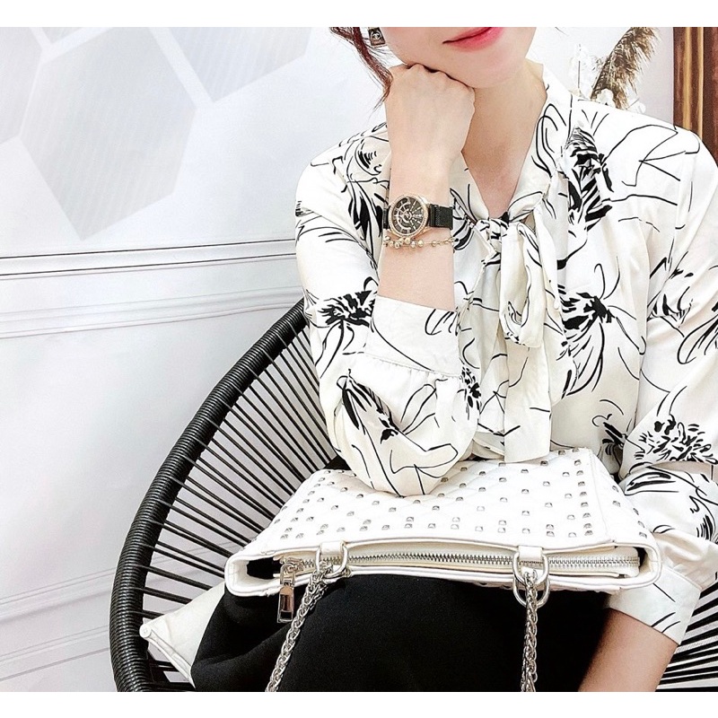 Áo kiểu công sở hoa vintage cho nữ thời trang sang trọng đi làm đi chơi - GEM Fashion