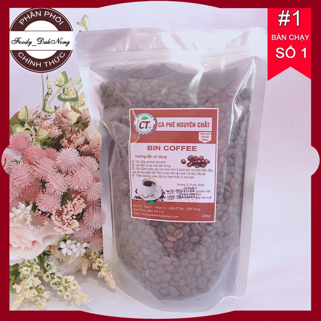 Cafe Nguyên Hạt Rang Xay Tại Vườn Foody dak nông (500gr)