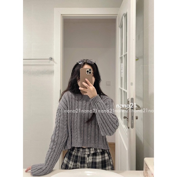 Áo len croptop vặn thừng | BigBuy360 - bigbuy360.vn