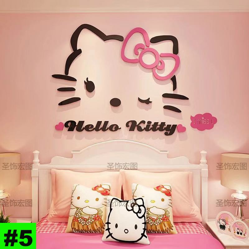 Giấy Dán Tường 3D Hình Hello Kitty