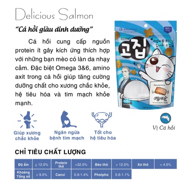 Bánh thưởng dinh dưỡng cho mèo GO ZIP, gói 60gr