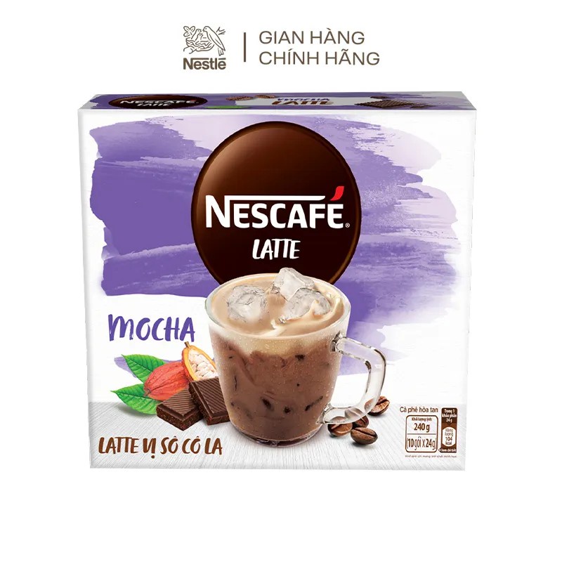 Combo 3 hộp Cà phê hòa tan NESCAFÉ Latte vị Sô Cô La BAO BÌ MỚI (10 gói x 24g)