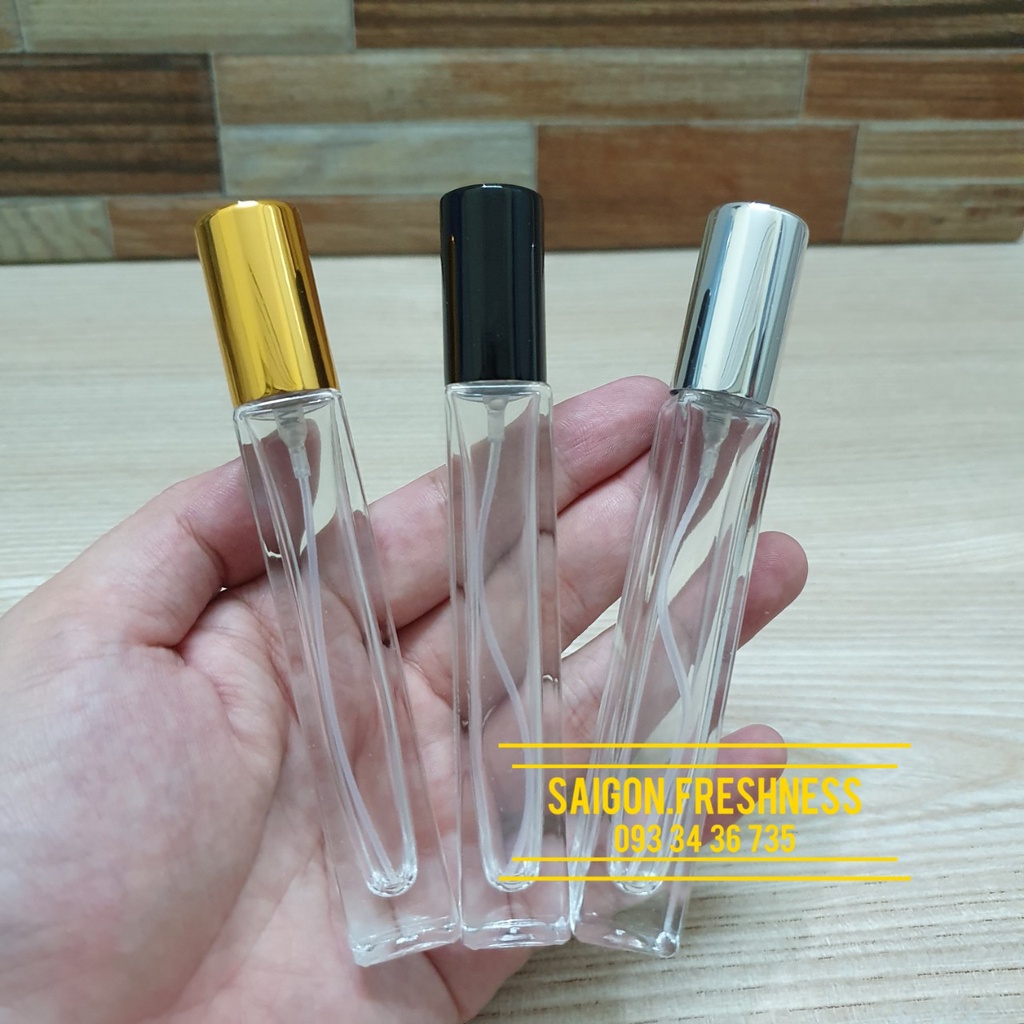 Chai lọ chiết nước hoa 10ml vuông dài, tròn dài, vỏ dày chiết nước hoa sang trọng