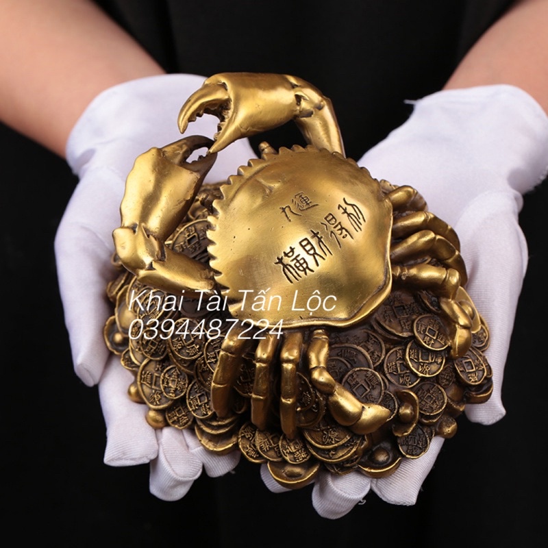 Tượng cua phong thủy bằng đồng thu hút tài Lộc , chiến thắng cạnh trang