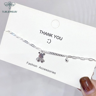 Lắc tay bạc nữ tlee mẫu gấu teddy nạm đá xinh xắn tlee jewelry