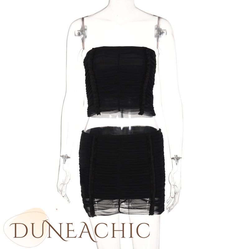 Set đồ DUNEA gồm đầm ôm body hở lưng và áo lưới dài tay quyến rũ dành cho nữ