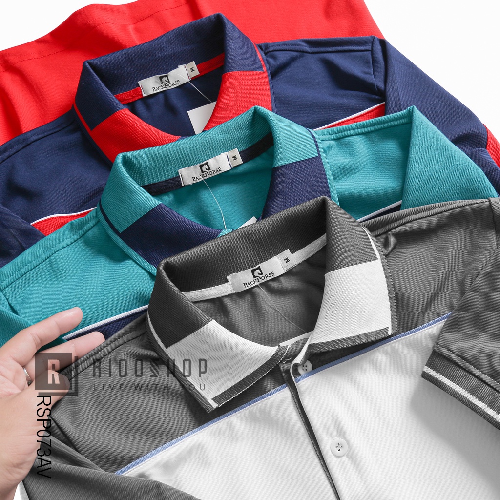 Áo thun nam có cổ tay ngắn PACK HORSE - Chất liệu cotton cá sấu, phối màu trẻ trung năng động