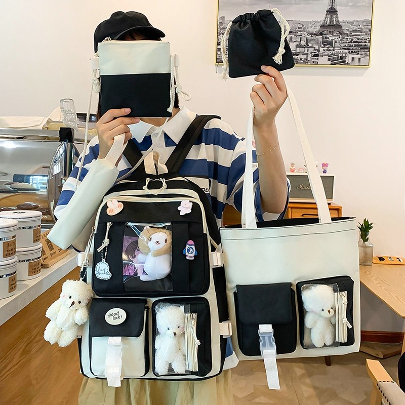 Set Ba Lô 5 Trong 1 Gồm Ba Lô+Túi Xách Knapsack 2022 Mới Cho Nữ