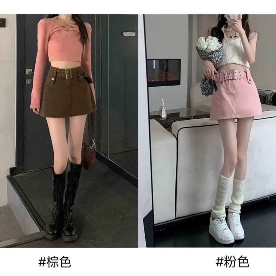 Chân váy ngắn COZOKC chất liệu denim lưng cao kiểu dáng hợp thời trang