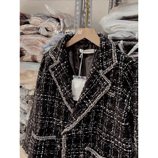ÁO DẠ TWEED ĐEN VIỀN