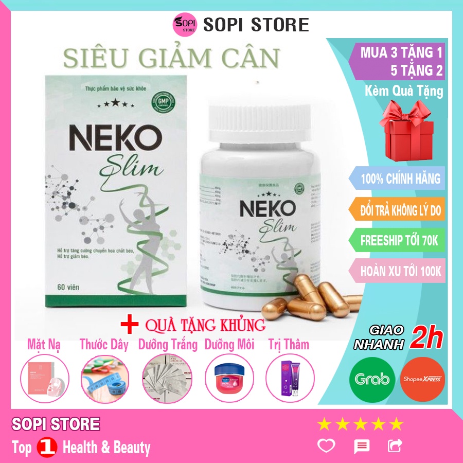 Giảm cân Neko Slim chính hãng hộp 60 viên giảm cân cấp tốc, giảm béo giảm mỡ bụng nhanh và an toàn - Sopi Store