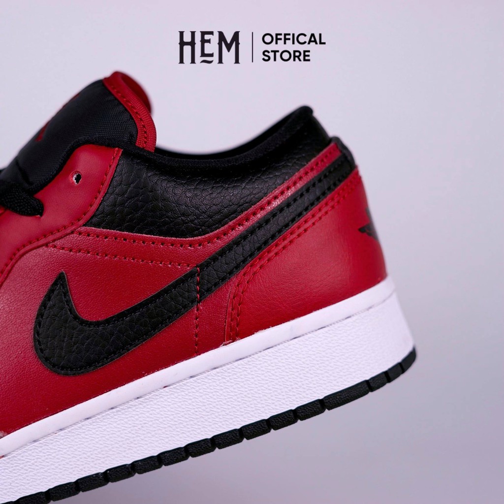Giày Air Jordan 1 Low Gym Red Black Pebbled .