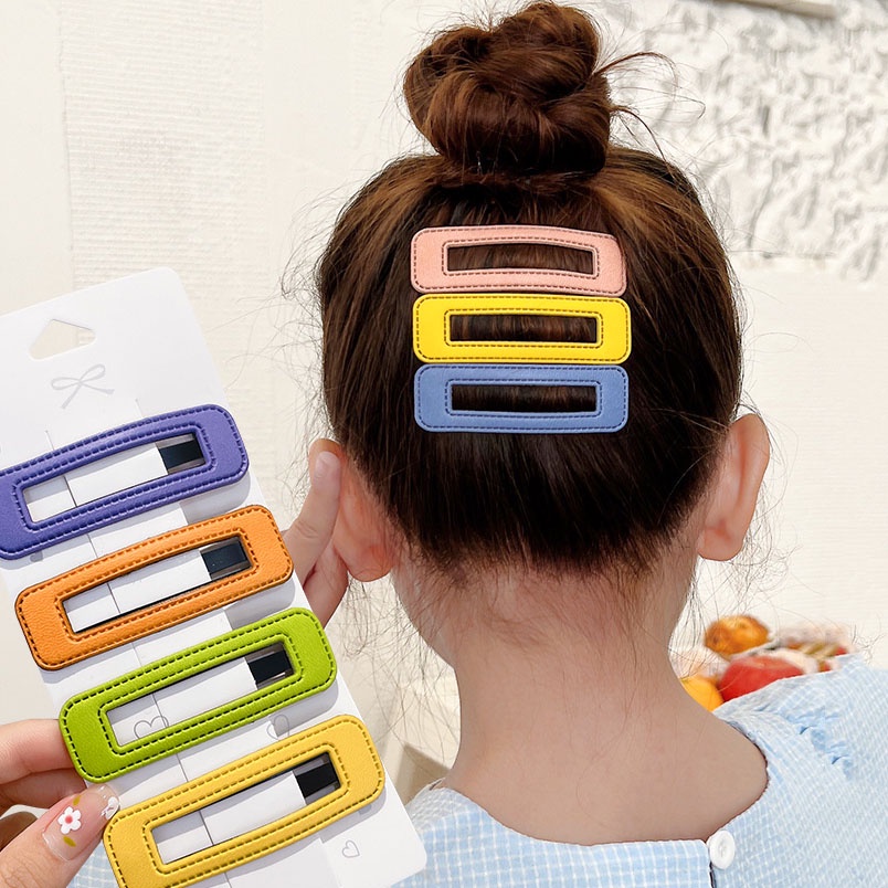 Set Kẹp Tóc Vuông Bằng Da Cao Cấp Thời Trang