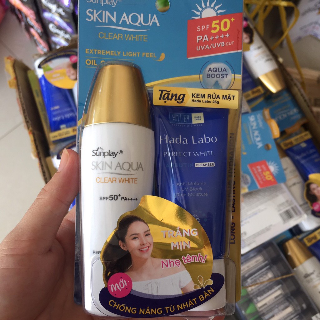 Kem Chống Nắng Dưỡng Da Trắng Mịn Sunplay Skin Aqua Clear White  Nắp Vàng - 25g
