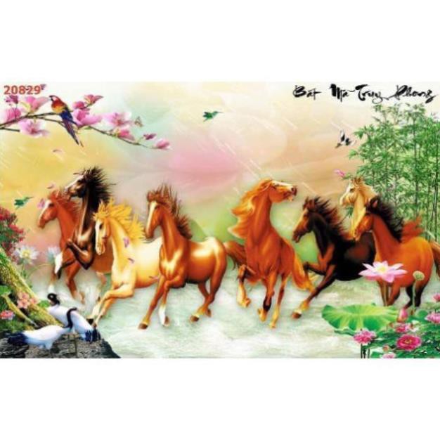 Combo tranh đính đá 3 bức Phật + công + ngựa