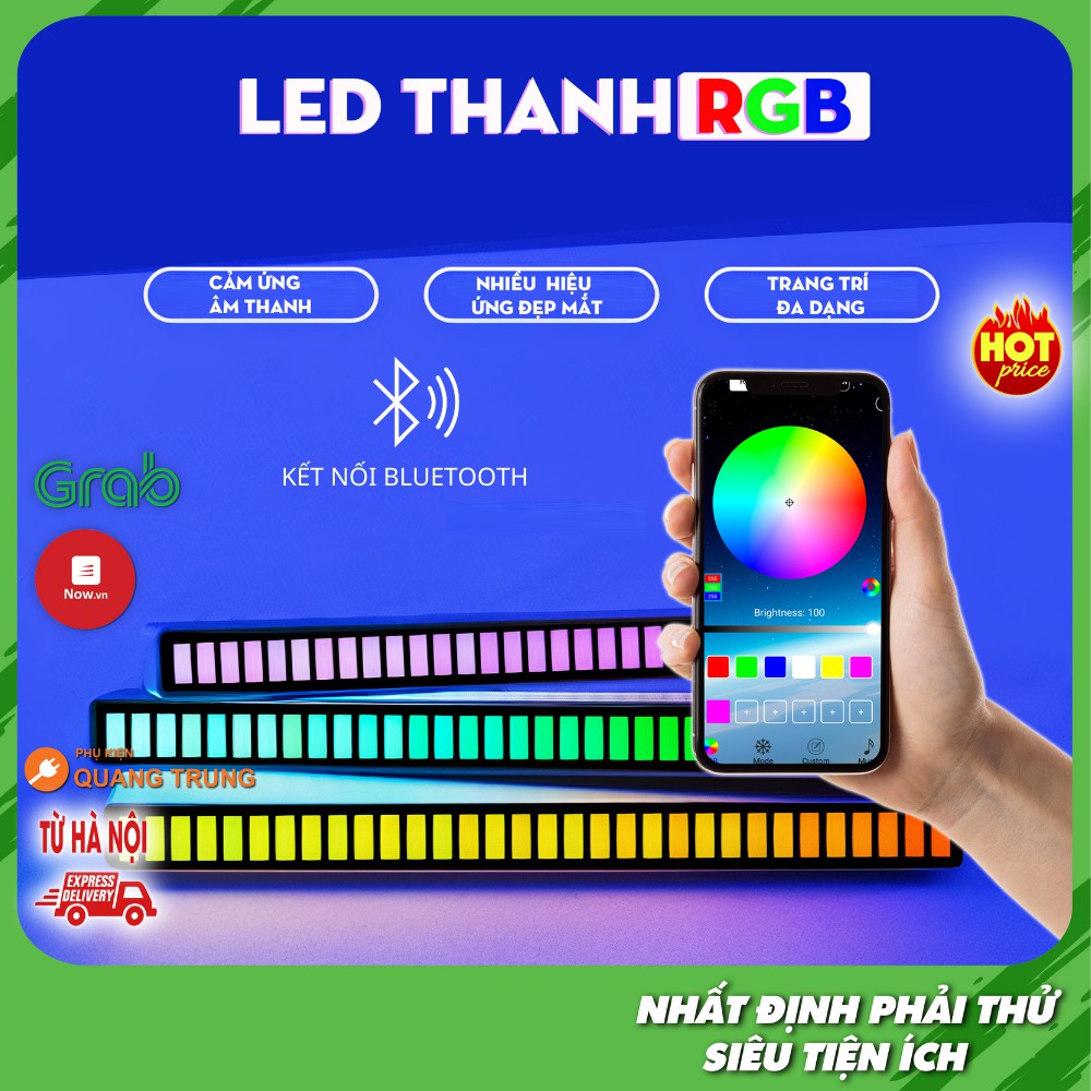 Led thanh nháy theo nhạc, đèn led nháy theo nhạc cực hot, kết nối điện thoại qua bluetooth, điều chỉnh màu sắc