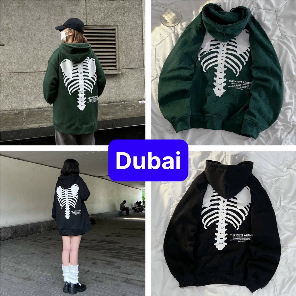 ÁO KHOÁC HOODIE NAM NỮ UNISEX CHẤT NỈ IN XƯƠNG NGƯỜI SÀNH ĐIỆU HOT TREND 2022 - DUBAI FASHION