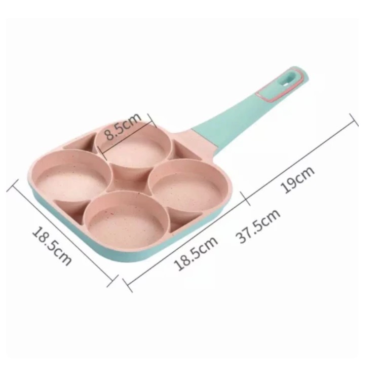 Chảo làm bánh, chiên trứng 4 lỗ SERENA Pink Mint không dính thế hệ mới