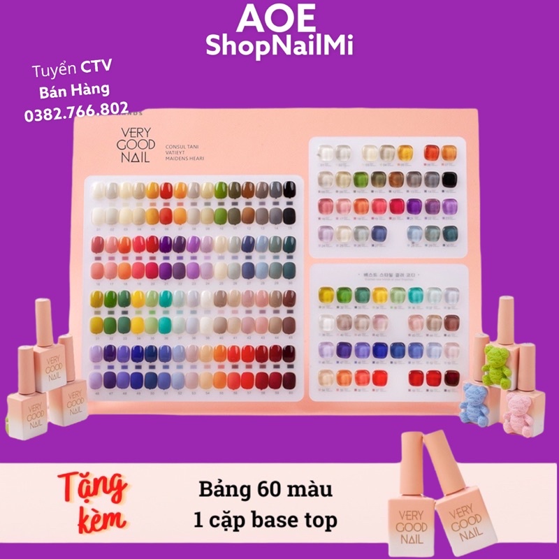 Sét Sơn Gấu 60 Màu, Nước Sơn Very Good Nail Gấu 60 Cực Đẹp" Tặng Bảng+Base top