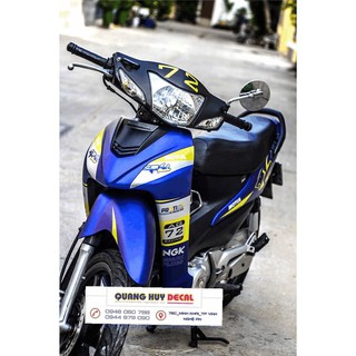 tem trùm xe wave xanh dương, độ team dán phủ decal xe máy giá rẻ đẹp