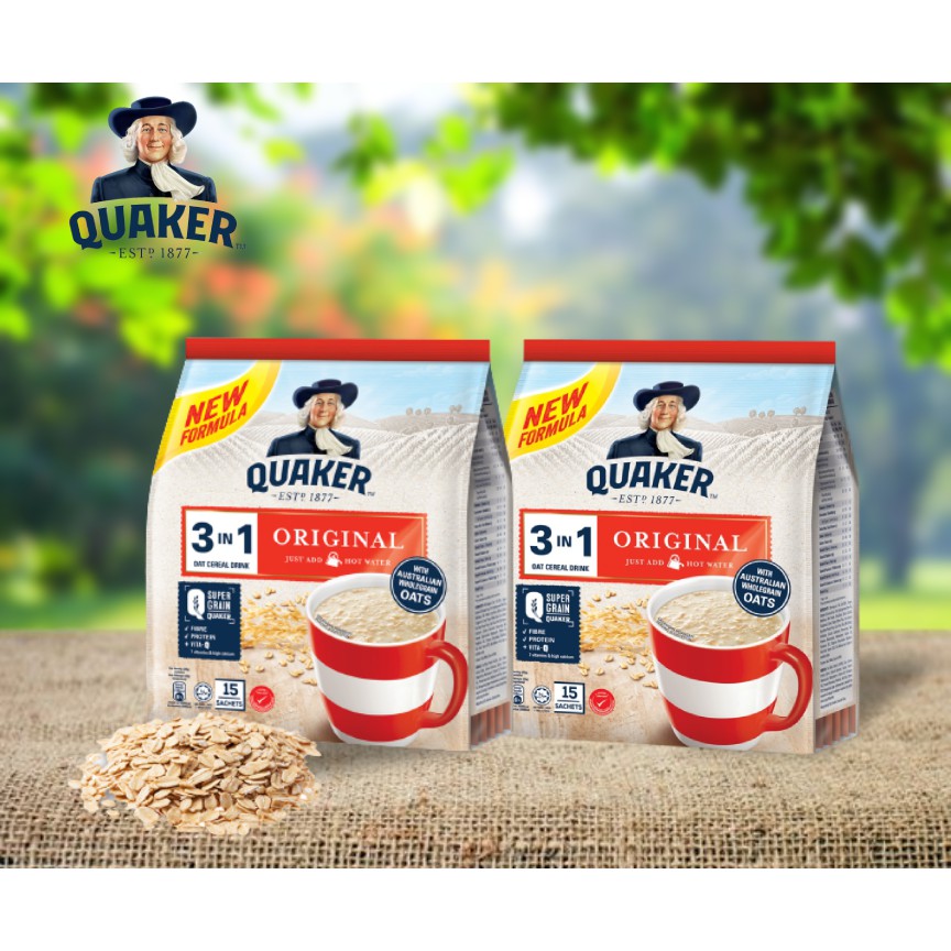 Combo 2 Túi Thức uống yến mạch Quaker 3in Vị 1 Truyền thống 420g/túi