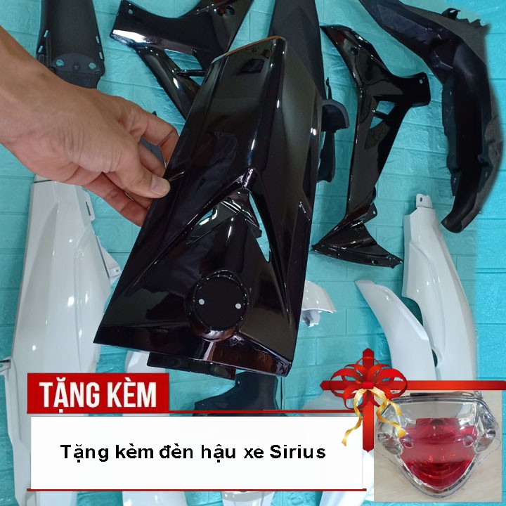 Dàn áo xe SIRIUS Loại Phanh Cơ  nhựa ABS nguyên sinh cao cấp màu TRẮNG - tặng kèm Củ hậu xe Sirius